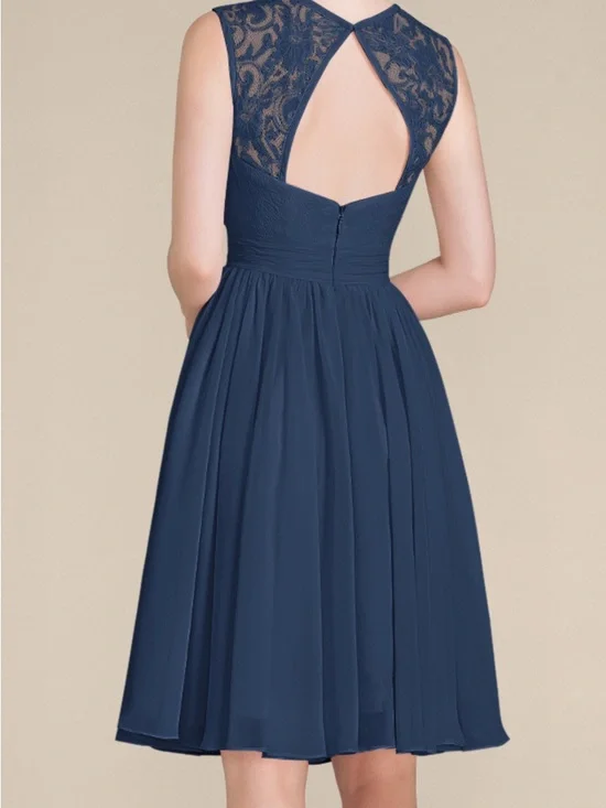 JJs House Navy Lace Bodice Midi Fit & Flare Dress Wedding Guest, Bridesmaid ,Mom - Picture 2 of 16